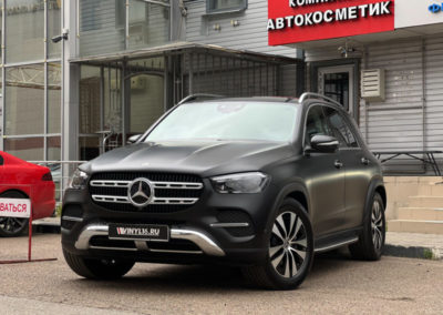 Бронирование кузова Mercedes GLE матовой полиуретановой пленкой, бронирование лобового и тонировка